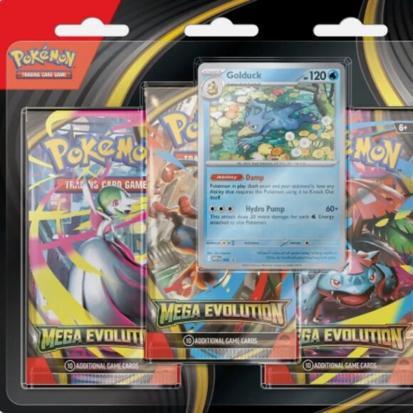 Pokémon Mega Evolution Golduck Three Booster Blister New & Ready to Ship 📦 - Picture 1 of 1